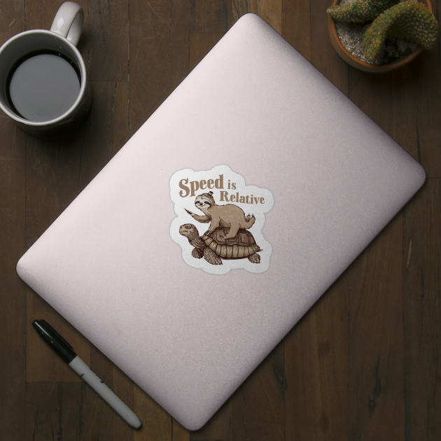 Speed is Relative Funny Vintage Sloth Riding Tortoise by CoolQuoteStyle